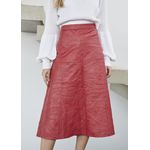 Saia De Couro Pelica Patchwork Feminina Vermelho