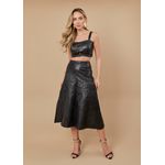 Saia De Couro Pelica Patchwork Feminina Preta