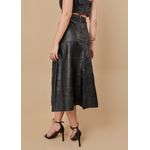 Saia De Couro Pelica Patchwork Feminina Preta