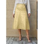 Saia De Couro Pelica Patchwork Feminina Amarelo Bebê