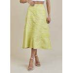 Saia De Couro Pelica Patchwork Feminina Amarelo