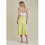 Saia De Couro Pelica Patchwork Feminina Amarelo