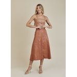 Saia De Couro Pelica Patchwork Feminina Telha