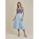 Saia De Couro Pelica Patchwork Feminina Estonada Céu