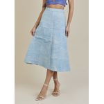 Saia De Couro Pelica Patchwork Feminina Estonada Céu