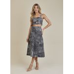 Saia De Couro Pelica Patchwork Feminina Estonada Preta