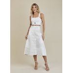 Saia De Couro Pelica Patchwork Feminina Bicolor Off-white