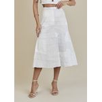 Saia De Couro Pelica Patchwork Feminina Bicolor Off-white