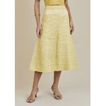 Saia De Couro Pelica Patchwork Feminina Bicolor Amarelo Limão