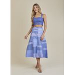 Saia De Couro Pelica Patchwork Feminina Bicolor Royal