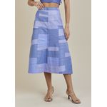 Saia De Couro Pelica Patchwork Feminina Bicolor Royal