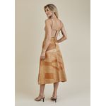 Saia De Couro Pelica Patchwork Feminina Bicolor Mostarda