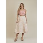 Saia De Couro Pelica Patchwork Feminina Bicolor Rose