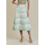 Saia De Couro Pelica Patchwork Feminina Bicolor Verde Claro