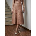 Saia De Couro Pelica Patchwork Feminina Amêndoa