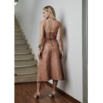 Saia De Couro Pelica Patchwork Feminina Amêndoa