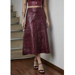 Saia De Couro Pelica Patchwork Feminina Bordô