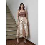 Saia De Couro Pelica Patchwork Feminina Dourado Gold
