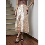 Saia De Couro Pelica Patchwork Feminina Dourado Gold