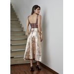 Saia De Couro Pelica Patchwork Feminina Dourado Gold