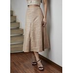 Saia De Couro Pelica Patchwork Feminina Nude