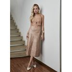 Saia De Couro Pelica Patchwork Feminina Capuccino