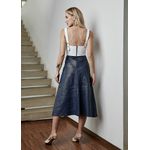 Saia De Couro Pelica Patchwork Feminina Azul Marinho