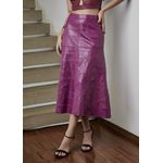 Saia De Couro Pelica Patchwork Feminina Fúcsia