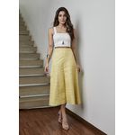 Saia De Couro Pelica Patchwork Feminina Amarelo Limão