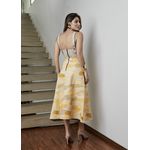 Saia De Couro Pelica Patchwork Feminina Bicolor Amarelo