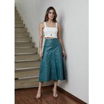 Saia De Couro Pelica Patchwork Feminina Azul Capri