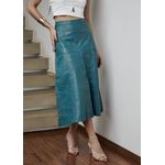 Saia De Couro Pelica Patchwork Feminina Azul Capri