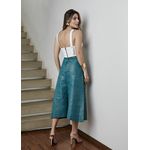 Saia De Couro Pelica Patchwork Feminina Azul Capri
