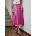 Saia De Couro Pelica Patchwork Feminina Pink