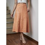 Saia De Couro Pelica Patchwork Feminina Salmão