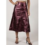 Saia De Couro Pelica Patchwork Feminina Metal Turmalina
