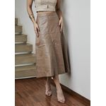 Saia De Couro Pelica Patchwork Feminina Caju
