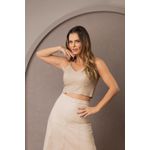 Saia De Couro Pelica Patchwork Feminina Off-white