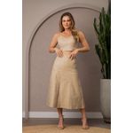 Saia De Couro Pelica Patchwork Feminina Nude 