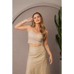 Saia De Couro Pelica Patchwork Feminina Nude 