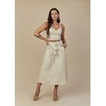 Saia Mídi de Couro Off-White Mariana