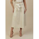 Saia Mídi de Couro Off-White Mariana