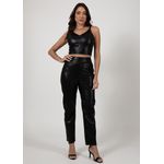 Cropped Couro Pelica Feminino Preto Dayane