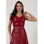 Cropped de Couro Feminino Vermelho Carmim Dayane 