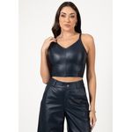 Cropped de Couro Feminino Vintage Marinho Dayane 