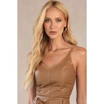 Cropped de Couro Feminino Camelo Dayane 