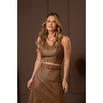 Cropped de Couro Feminino Vintage Caramelo Dayane 