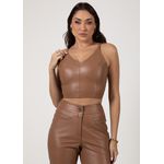 Cropped Couro Pelica Feminino Camel Dayane 