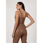 Cropped Couro Pelica Feminino Camel Dayane 