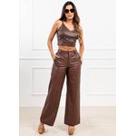 Cropped de Couro Feminino Vintage Café Dayane 